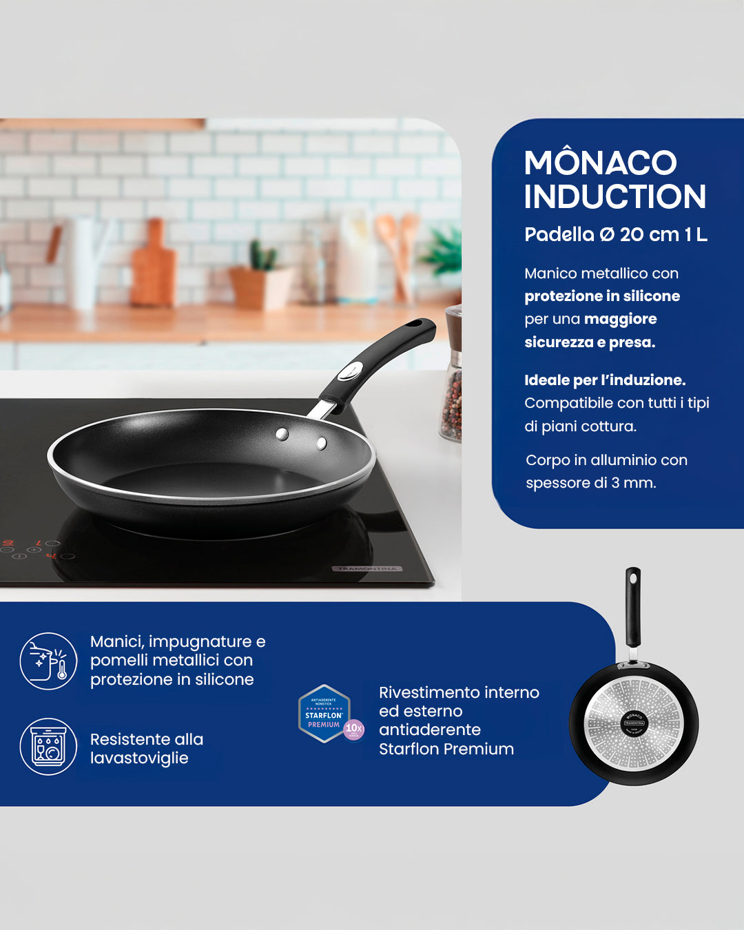 TRIS DI PADELLE ANTIADERENTI MONACO