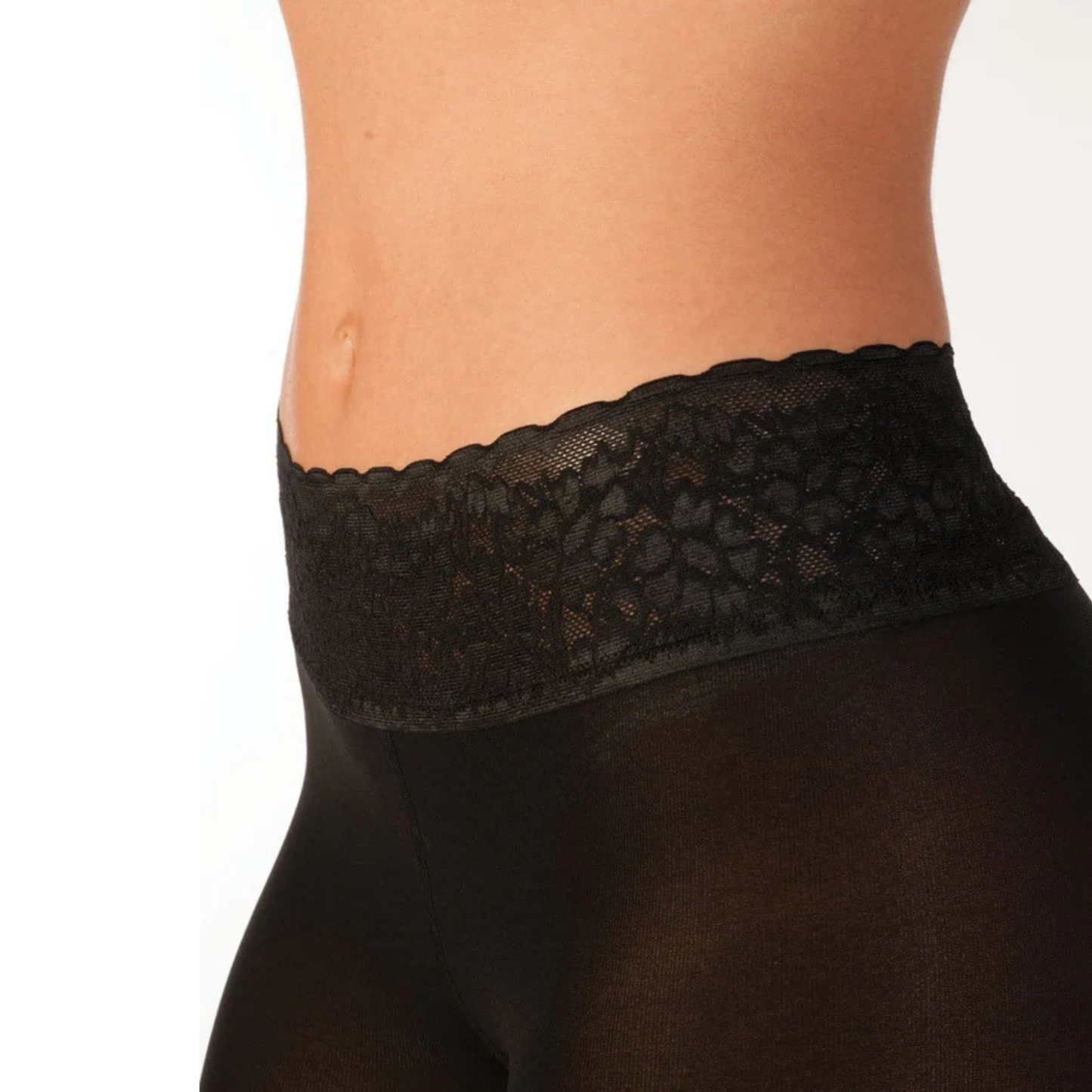 Collant neri opachi con fascia in vita a lusso comfort