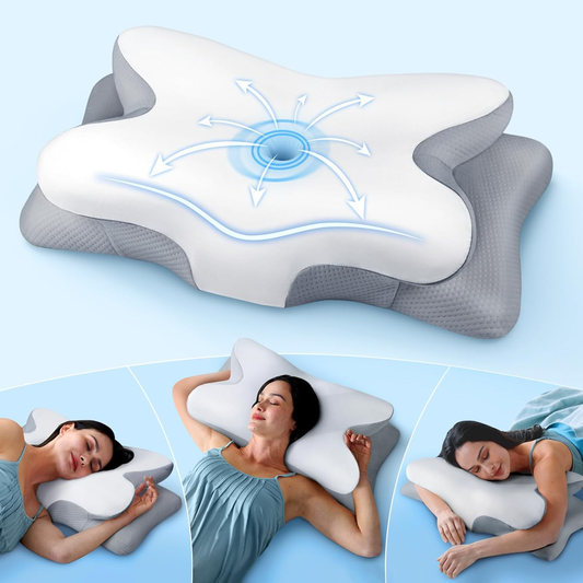 Cuscino rinfrescante ultra lenitivo per il sollievo dal dolore, con supporto cervicale regolabile, design ergonomico in memory foam inodore, ideale per dormire su fianco, schiena e pancia.