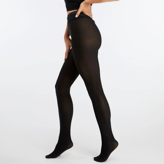 Collant neri opachi con fascia in vita a lusso comfort